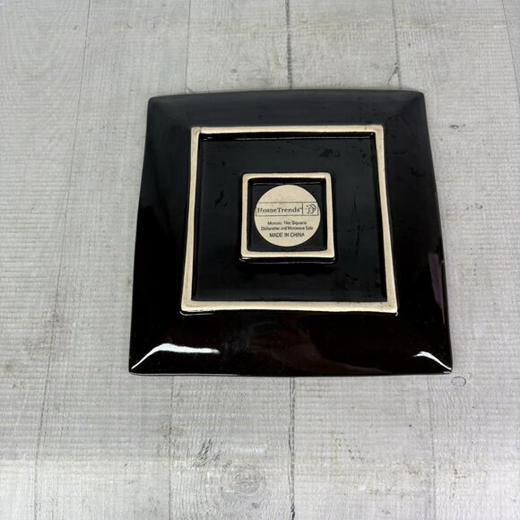 Home Trends MOSAIC TILE Multicolor Blocks Rim Beige Square Salad Plates Set of 4 - Picture 5 of 16